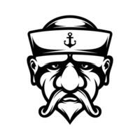 Old Man Sailor Outline vector