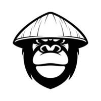 gorila granjero sombrero contorno vector