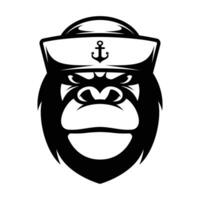 Gorilla Sailor Outline vector