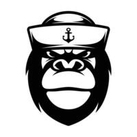 Gorilla Sailor Outline vector