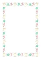 Vertical Rectangle Christmas Frame Border. Gingerbread Cookies, Candy Cane and Mistletoe Pattern Winter Holiday Graphics. Social media post template on white background. Vector illustration.