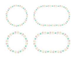 Round Christmas Frame Border set. Gingerbread Cookies, Candy Cane and Mistletoe Pattern Winter Holiday Graphics. Social media post template on white background. Vector illustration.