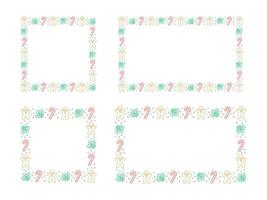 Square and Rectangle Christmas Frame Border Set. Gingerbread Cookies, Candy Cane and Mistletoe Pattern Winter Holiday Graphics. Social media post template, vector illustration.