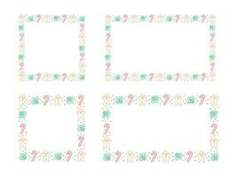 Square and Rectangle Christmas Frame Border Set. Gingerbread Cookies, Candy Cane and Mistletoe Pattern Winter Holiday Graphics. Social media post template, vector illustration.