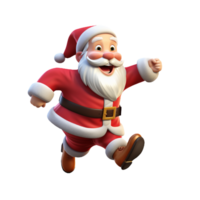 3D cartoon illustration of santa claus isolated on transparent background png