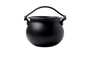 Black cauldron for witch isolated on transparent background png