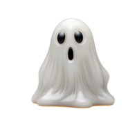 3D cartoon halloween ghost figure isolated on transparent background png