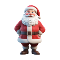 3D cartoon illustration of santa claus isolated on transparent background png