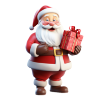 3D cartoon illustration of santa claus isolated on transparent background png