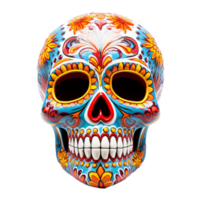 México decorado azul crânio, dia de los muertos crânio isolado em transparente fundo png