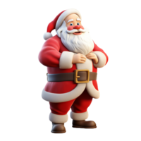 3D cartoon illustration of santa claus isolated on transparent background png