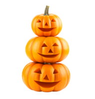 impilati tre Jack o lanterna lavorato zucche per Halloween isolato su trasparente sfondo png