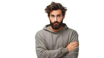 un hombre con un barba y un sudadera. ai generativo foto