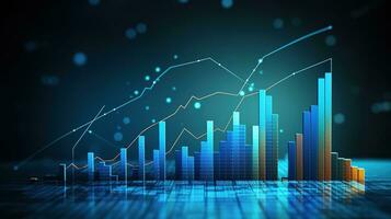 an image of a graph chart with a business graph. AI generative photo