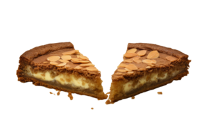 Two slices of Dutch pie pastry with almond for Sinterklaas isolated on transparent background png