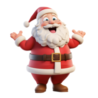 3D cartoon illustration of santa claus isolated on transparent background png