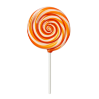 Orange yellow white lollipop candy isolated on transparent background png