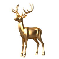 Golden deer 3d decoration for christmas and new year design isolated on transparent background png