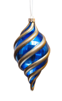 Blue gold christmas tree ornament isolated on transparent background png