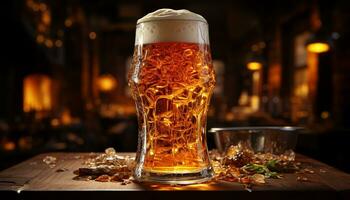 celebracion de irlandesa cultura cerveza, whisky, bar, mesa, beber, pub generado por ai foto