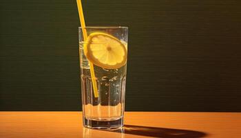 Fresh lemonade in a glass, refreshing and thirst quenching generated by AI photo