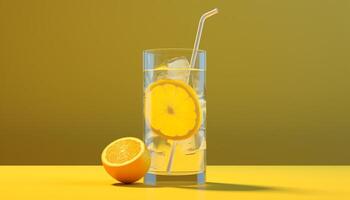 Fresh lemonade in a glass, perfect for summer refreshment generated by AI photo