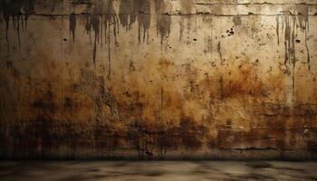 Old, dirty, stained wall with rusty, abstract grunge pattern generated by AI photo