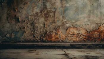 sucio antiguo pared con dañado oxidado manchado grunge antecedentes adentro generado por ai foto