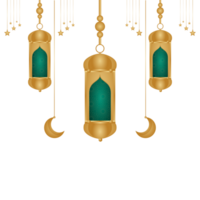 Ramadán kareem decoración con dorado islámico lámpara adorno png