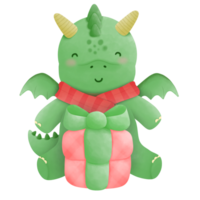 waterverf afbeelding van een schattig weinig groen draak, hand- geschilderd waterverf schilderij png