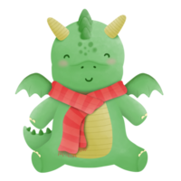 waterverf afbeelding van een schattig weinig groen draak, hand- geschilderd waterverf schilderij png