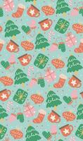 Cute Christmas pattern seamless, colorful vibrant decoration element, isolated on blue background vector