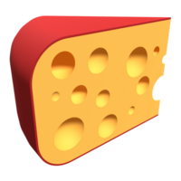 Piece of cheese icon. 3D render of a cheese. Cheese concept. 3D rendering png