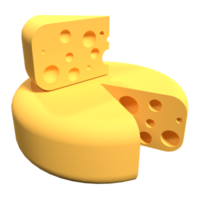 Cheese icon. 3D render of a cheese. Cheese concept. 3D rendering png