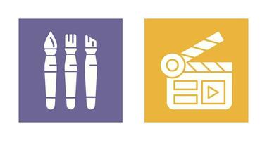 Brushes and Clapper Board Icon vector