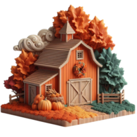 Harvest Inspired Element Rustic AI Generated Barn Figurine png