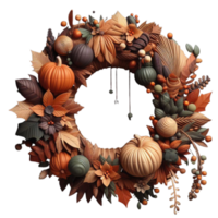 Harvest Inspired Element Rustic AI Generated Wreath Decorative Element png