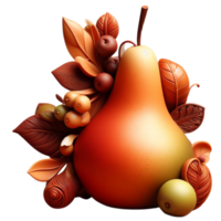 Harvest Inspired Element Rustic AI Generated Pear Fruit png