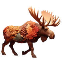 Harvest Inspired Element Rustic AI Generated Moose Sculpture png