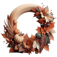 Harvest Inspired Element Rustic AI Generated Wreath Decorative Element png