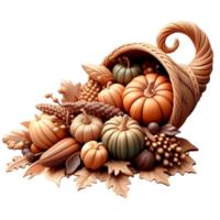 Harvest Inspired Element Rustic AI Generated Cornucopia png