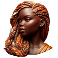 Harvest Inspired Element Rustic AI Generated Melanin Female Bust Sculpture png