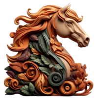 Harvest Inspired Element Rustic AI Generated Horse Sculpture png