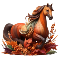 Harvest Inspired Element Rustic AI Generated Horse Sculpture png