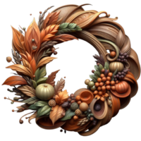 Harvest Inspired Element Rustic AI Generated Wreath Decorative Element png