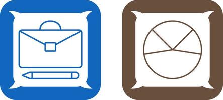 briefcase and pie chart analysis Icon vector