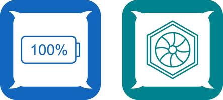 full battery and hexagonal diaphram Icon vector