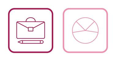 briefcase and pie chart analysis Icon vector