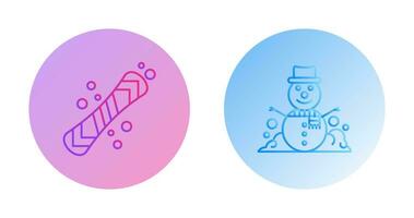 Snowboard and Snowman Icon vector