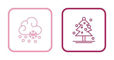 Snow Fall and Christmas Tree Icon vector